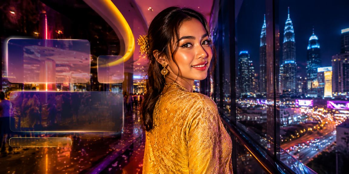 Pengguna berbaju kebaya menikmati hiburan kasino di Petaling Jaya melalui platform 1919